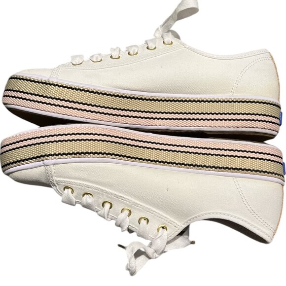 KATE SPADE for KEDS White Canvas Sneakers Size 7.5 Really Cute *READ - Picture 2 of 15